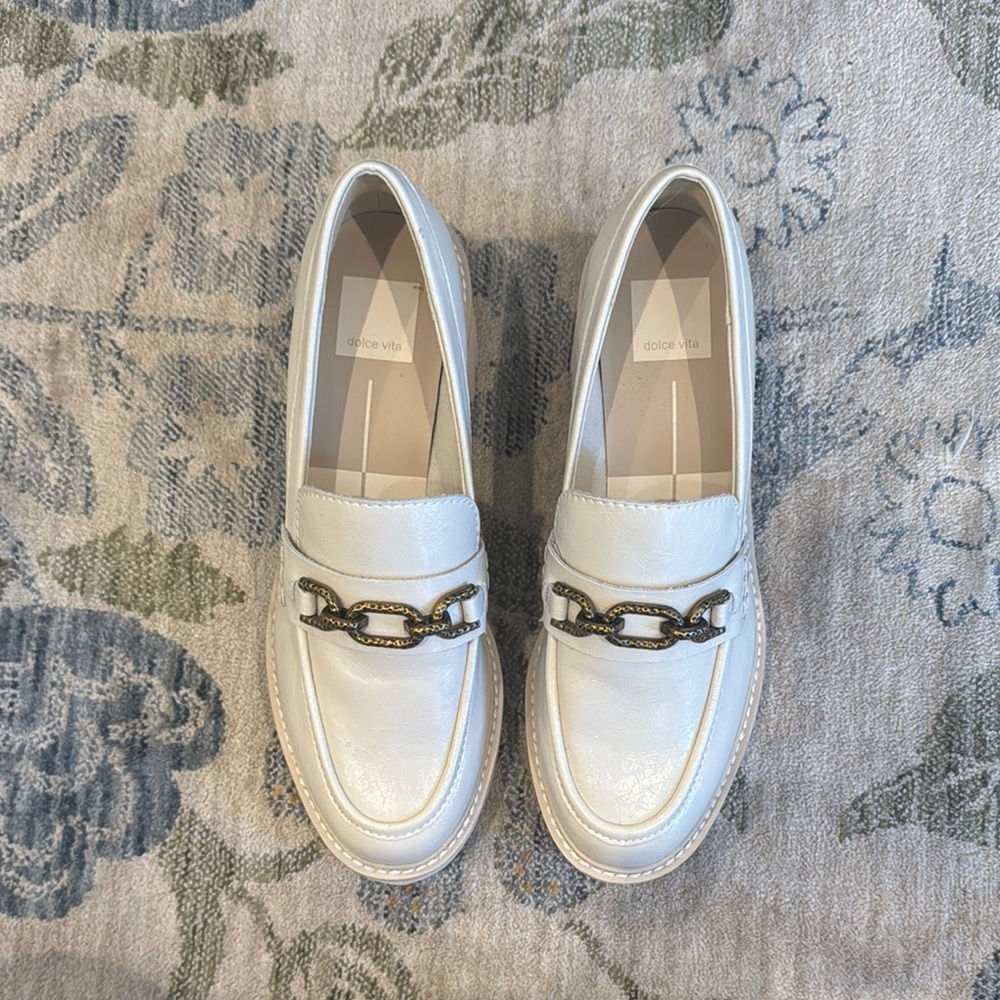 Dolce Vita White Leather Loafers